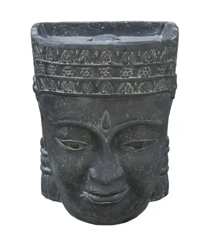 Product image of the product “Classic Khmer head as a water feature, antique finish, in heights of 70cm and 85cm. ”